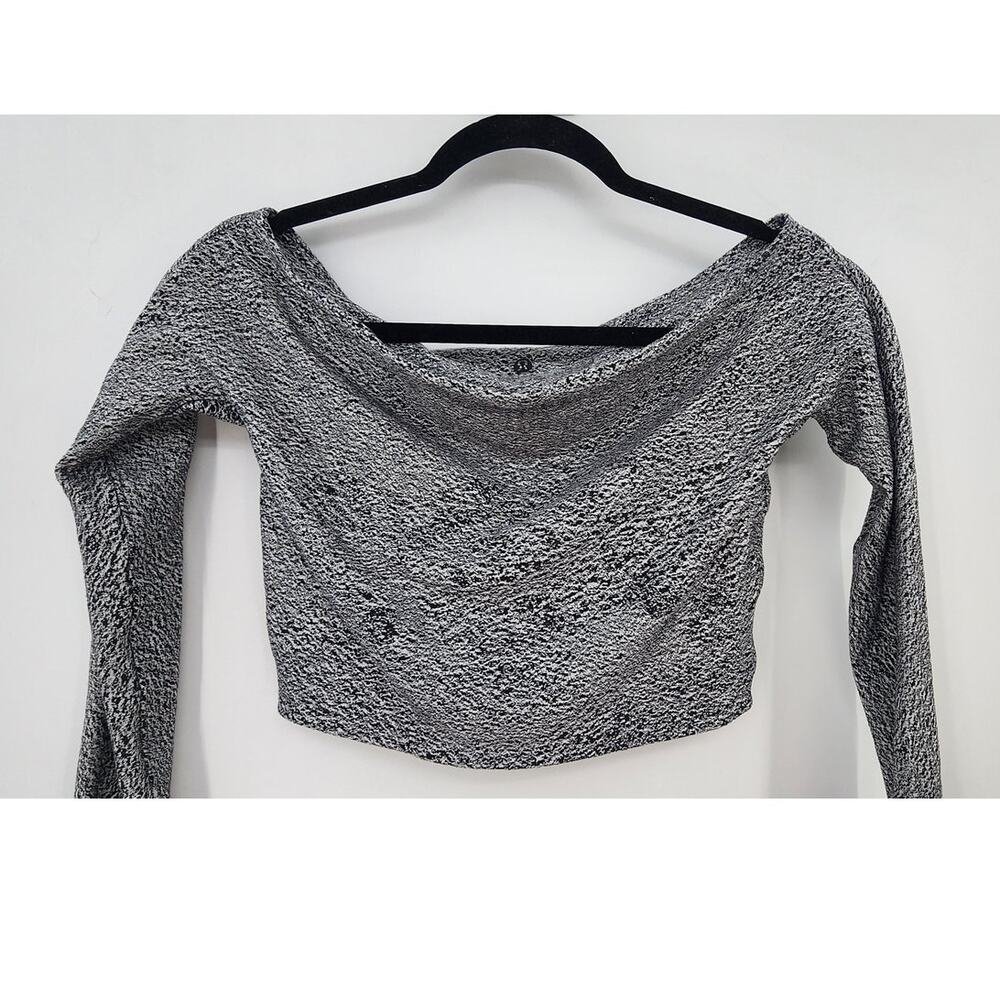 Lululemon The Lab Scoop Neck Long Sleeve Crop Top Black White Est Large - Picture 3 of 5